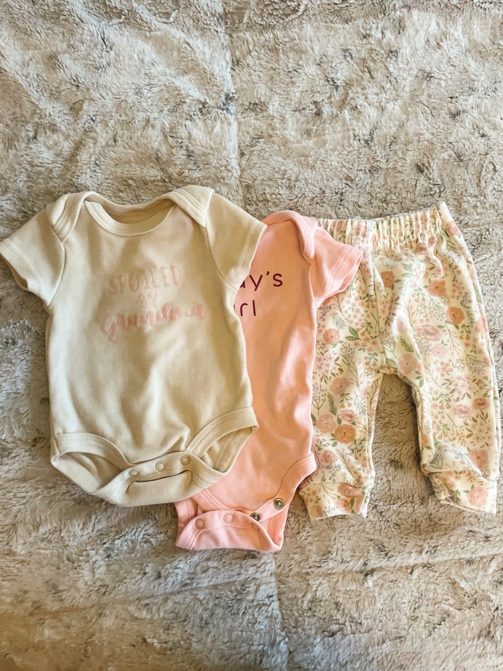 Carter's Cream & Pink Bodysuits with Floral Pants